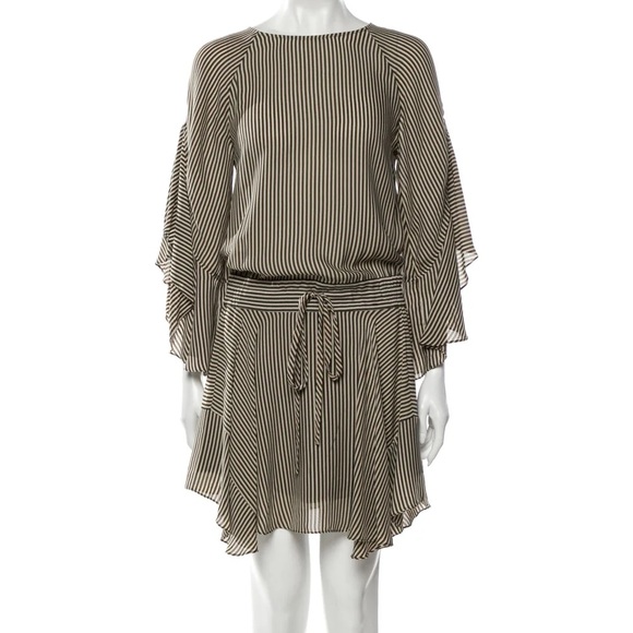 A.L.C. Cannon Stripe Silk Dress Ruffle Sleeves 2
